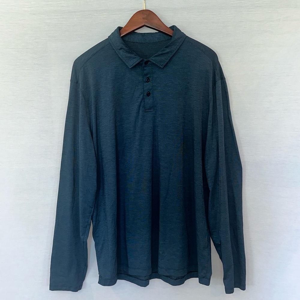 Dark Blue Lululemon Long Sleeve w/ Half Button Down